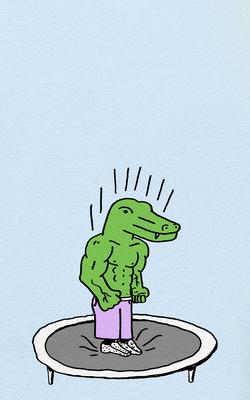 ROIDED GATOR ON A TRAMPOLINE